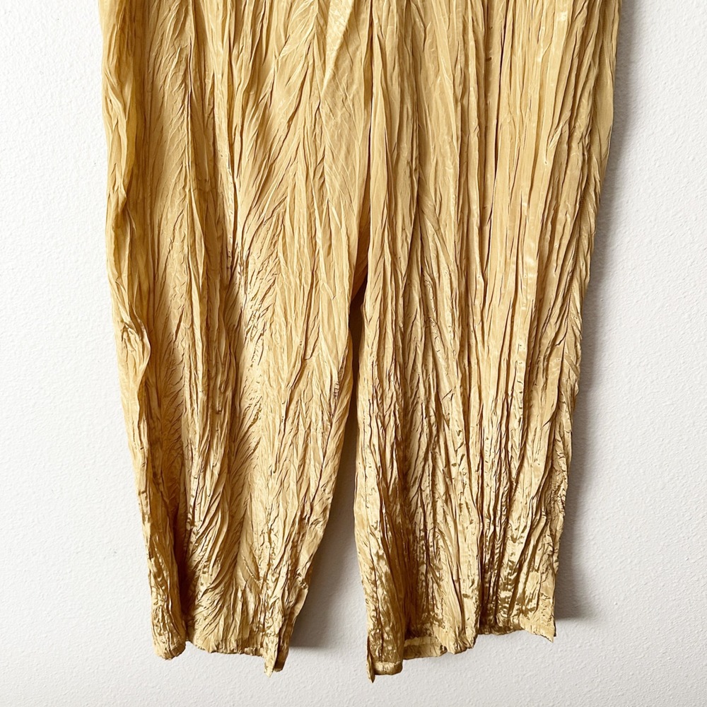J. Crew New Soleil Gold Metallic Crinkle Pull-on Pants women's size XXL NEW - Picture 4 of 11